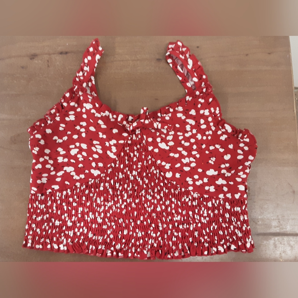 2 For $7 Bundle And Save!!  Shein Girl's Red Smocked Crop Tank Top. Size 11-12